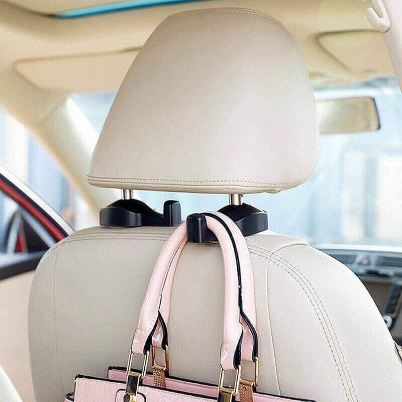 2 Pieces Car Headrest Hooks Universal Vehicle Back Seat Headrest Hanger  Holder Hook Leather Car Seat Hooks for Hanging Purses and Grocery (Black) 